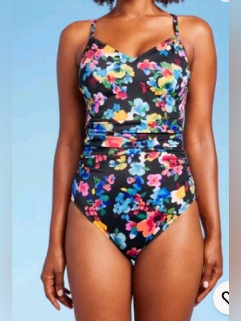 Women's UPF 50 Ring Back One Piece Swimsuit Multi Floral Aqua Green® XL NEW